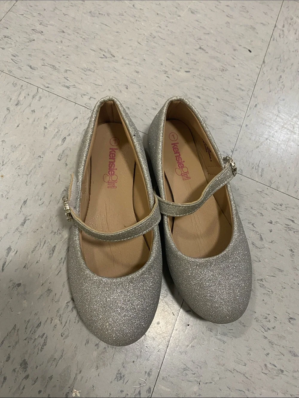 Kensie Girl Silver Glitter Dress Shoes flats rhinestones Kid little girl 1y
